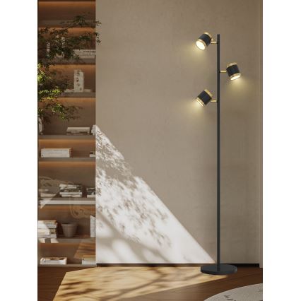 Wofi 3003-304S - Dimbare LED-vloerlamp TOULOUSE 3xLED/7W/230V zwart/goud