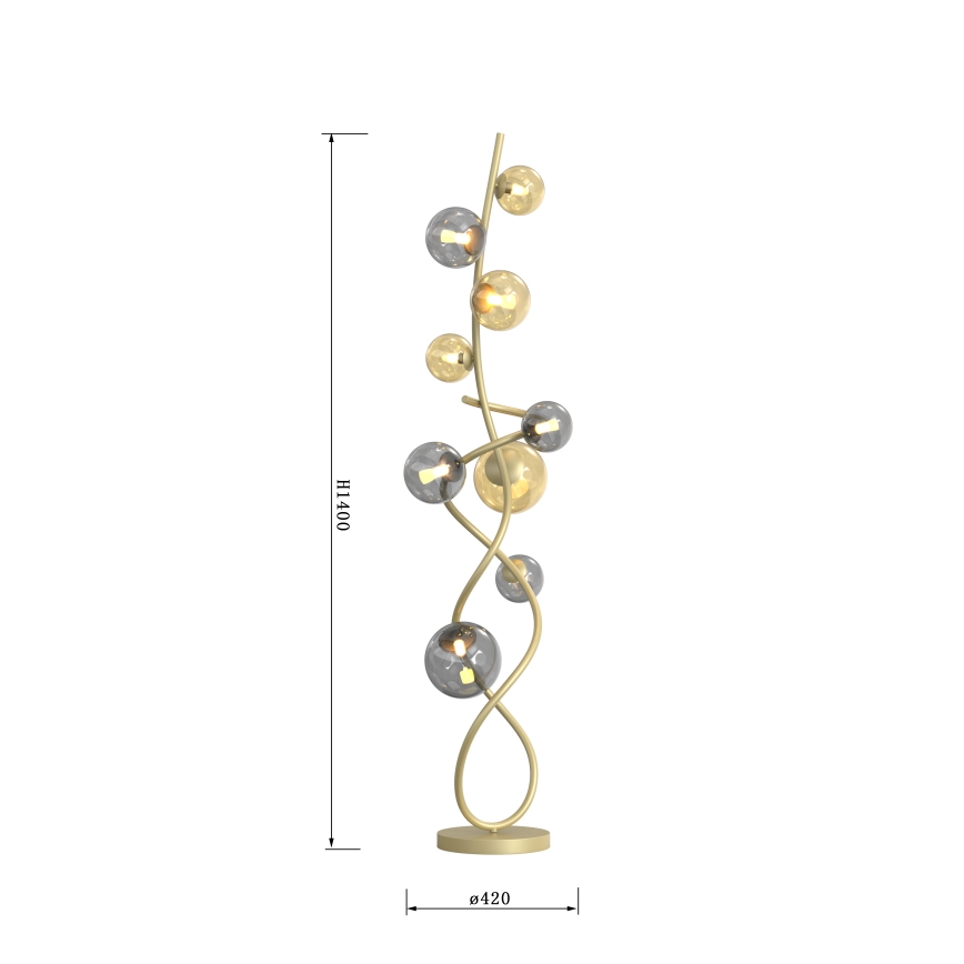 Wofi 3014-904 - Staande LED Lamp NANCY 9xG9/3,5W/230V goud/grijs