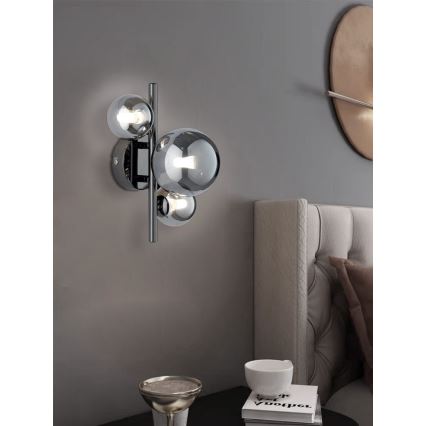 Wofi 4014.03.24.9000 - LED wand verlichting VILLA 3xG9/3W/230V zwart/glanzend chroom