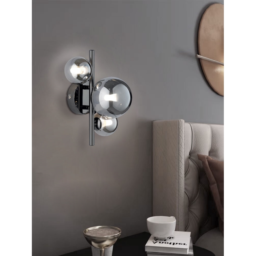 Wofi 4014.03.24.9000 - LED wand verlichting VILLA 3xG9/3W/230V zwart/glanzend chroom