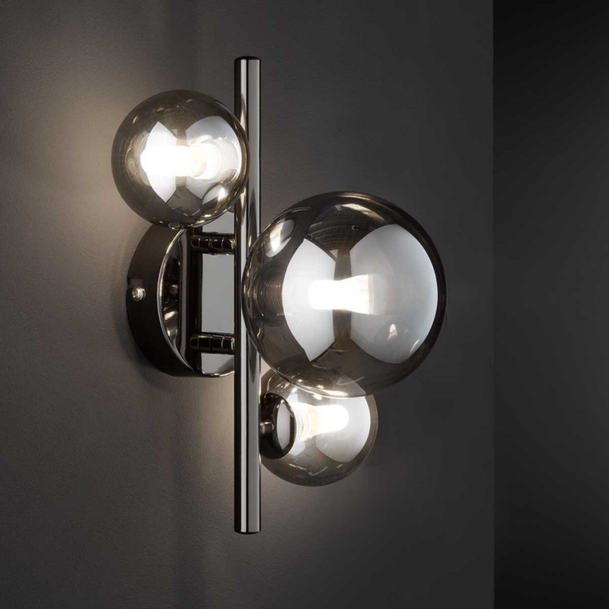 Wofi 4014.03.24.9000 - LED wand verlichting VILLA 3xG9/3W/230V zwart/glanzend chroom