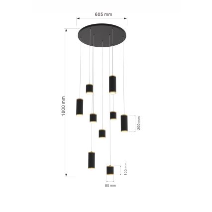 Wofi 5003-904 - Dimbare LED hanglamp aan een koord TOULOUSE LED/57W/230V zwart/goud