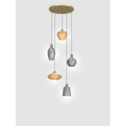 Wofi 5005-501 - Hanglamp aan een koord ROUEN 5xE14/40W/230V goud/grijs