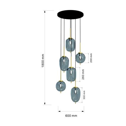 Wofi 5007-502 - Hanglamp aan een koord BELLEVILLE 6xE14/40W/230V zwart/goud