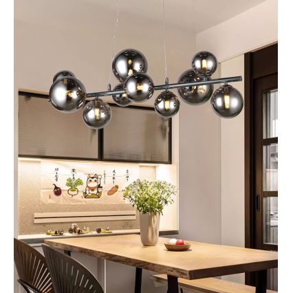 Wofi 6014.10.24.9000 - LED Hanglamp aan een koord VILLA 10xG9/3W/230V zwart/glanzend chroom