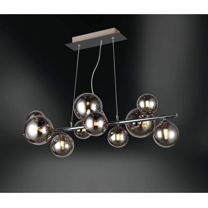Wofi 6014.10.24.9000 - LED Hanglamp aan een koord VILLA 10xG9/3W/230V zwart/glanzend chroom
