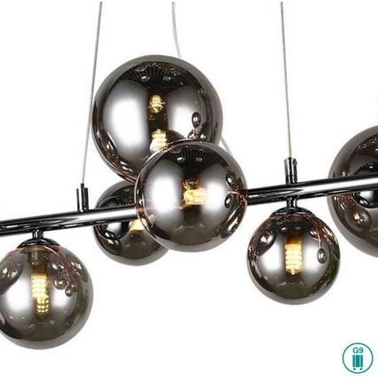 Wofi 6014.10.24.9000 - LED Hanglamp aan een koord VILLA 10xG9/3W/230V zwart/glanzend chroom