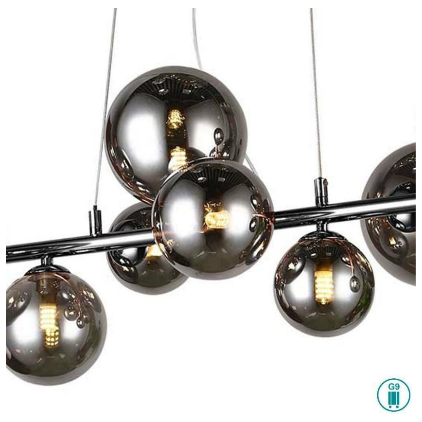 Wofi 6014.10.24.9000 - LED Hanglamp aan een koord VILLA 10xG9/3W/230V zwart/glanzend chroom
