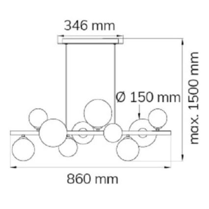 Wofi 6014.10.24.9000 - LED Hanglamp aan een koord VILLA 10xG9/3W/230V zwart chroom