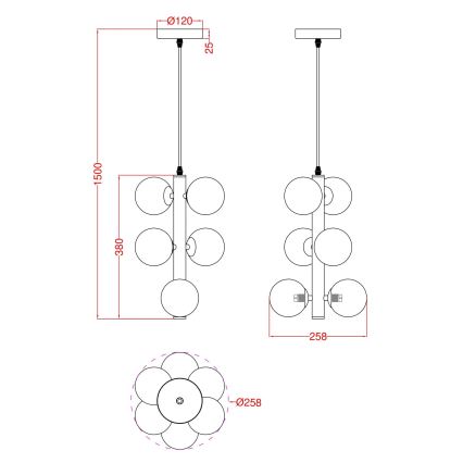 Wofi 6014-605W - LED Hanglamp aan een koord VILLA 6xG9/3W/230V zwart