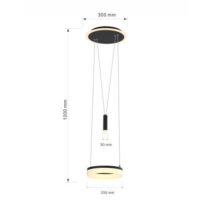 Wofi 6054-302 - Dimbare LED hanglamp aan een koord JESSE LED/15,5W/230V zwart