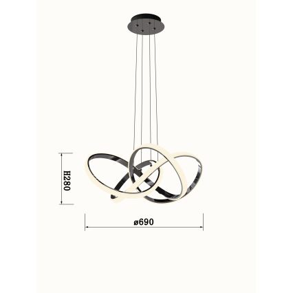 Wofi 6134-105L - Dimbare LED hanglamp aan een koord INDIGO LED/50W/230V zwart/glanzend chroom
