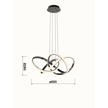 Wofi 6134-105L - Dimbare LED hanglamp aan een koord INDIGO LED/50W/230V zwart chroom