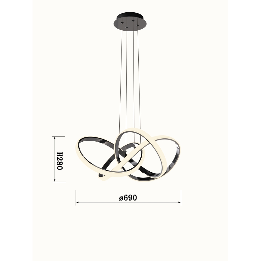 Wofi 6134-105L - Dimbare LED hanglamp aan een koord INDIGO LED/50W/230V zwart/glanzend chroom
