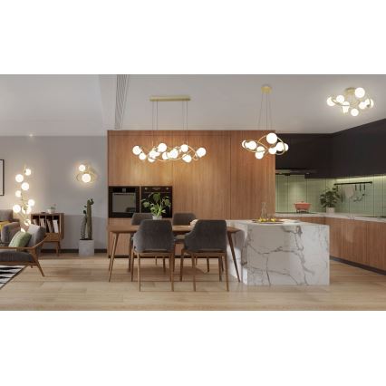 Wofi 7014-1401 - LED Hanglamp aan een koord NANCY 14xG9/3,5W/230V goud/wit