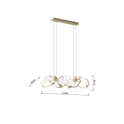 Wofi 7014-1401 - LED Hanglamp aan een koord NANCY 14xG9/3,5W/230V goud/wit