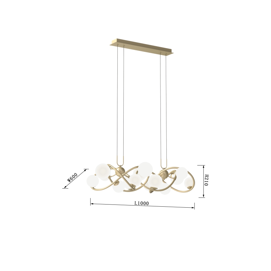 Wofi 7014-1401 - LED Hanglamp aan een koord NANCY 14xG9/3,5W/230V goud/wit
