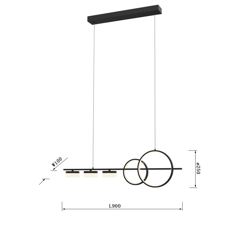Wofi 7030-502 - Dimbare LED hanglamp aan een koord MESSINA LED/40W/230V zwart