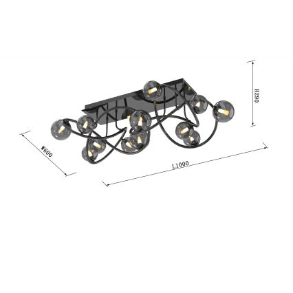 Wofi 9014-1205 - LED Bevestigde Hanglamp NANCY 12xG9/3,5W/230V zwart chroom