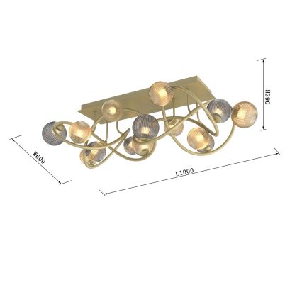 Wofi 9015-1204 - LED Bevestigde Hanglamp METZ 12xG9/3,5W/230V goud/grijs