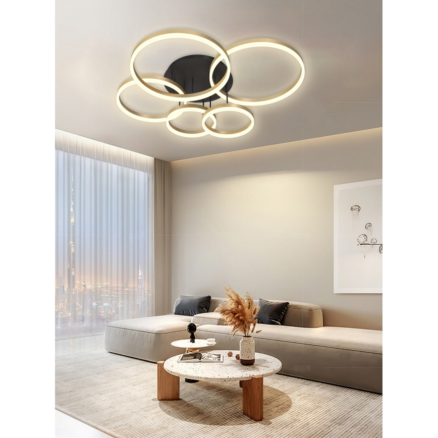 Wofi 9049-601 - Dimbare LED bevestigde hanglamp PERPIGNAN LED/80W/230V goud