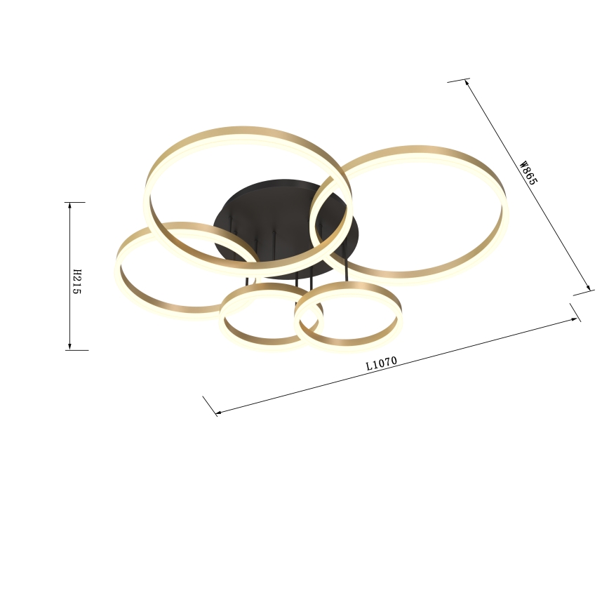 Wofi 9049-601 - Dimbare LED bevestigde hanglamp PERPIGNAN LED/80W/230V goud