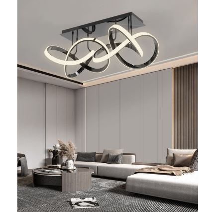 Wofi 9134-205 - LED Dimbare Opbouwlamp INDIGO LED/64W/230V zwart/glanzend chroom
