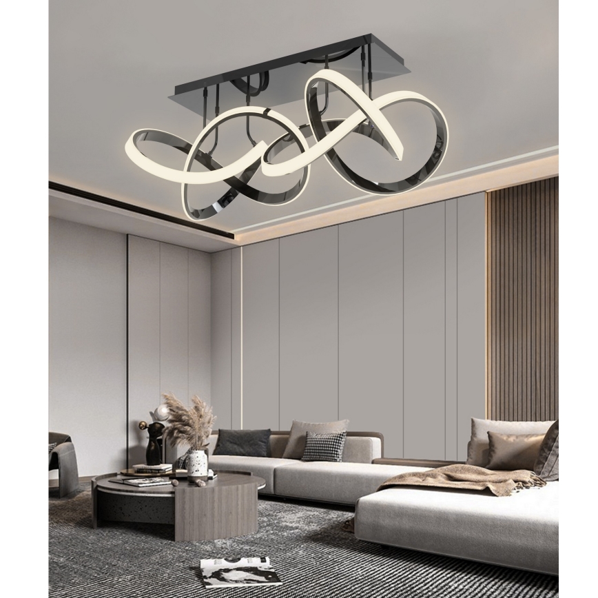Wofi 9134-205 - LED Dimbare Opbouwlamp INDIGO LED/64W/230V zwart/glanzend chroom