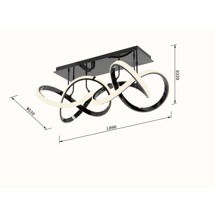 Wofi 9134-205 - LED Dimbare Opbouwlamp INDIGO LED/64W/230V zwart/glanzend chroom