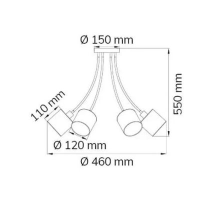 Wofi 9609.06.10.9000 - Hanglamp met vaste pendel CHARME 6xE14/40W/230V