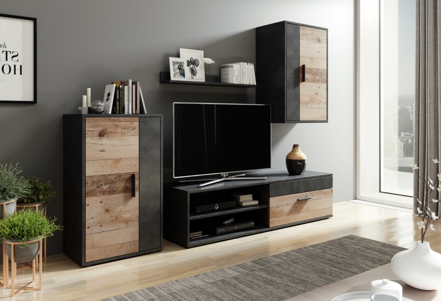 Woonwand BRICK bruin/zwart