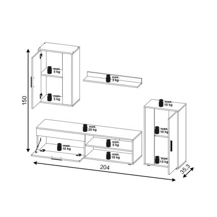 Woonwand BRICK bruin/zwart