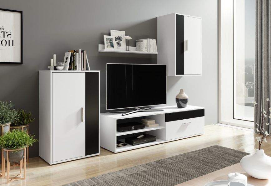 Woonwand BRICK wit/zwart