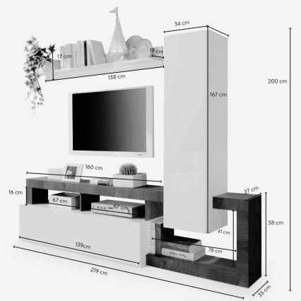 Woonwand LENOR wit/eiken