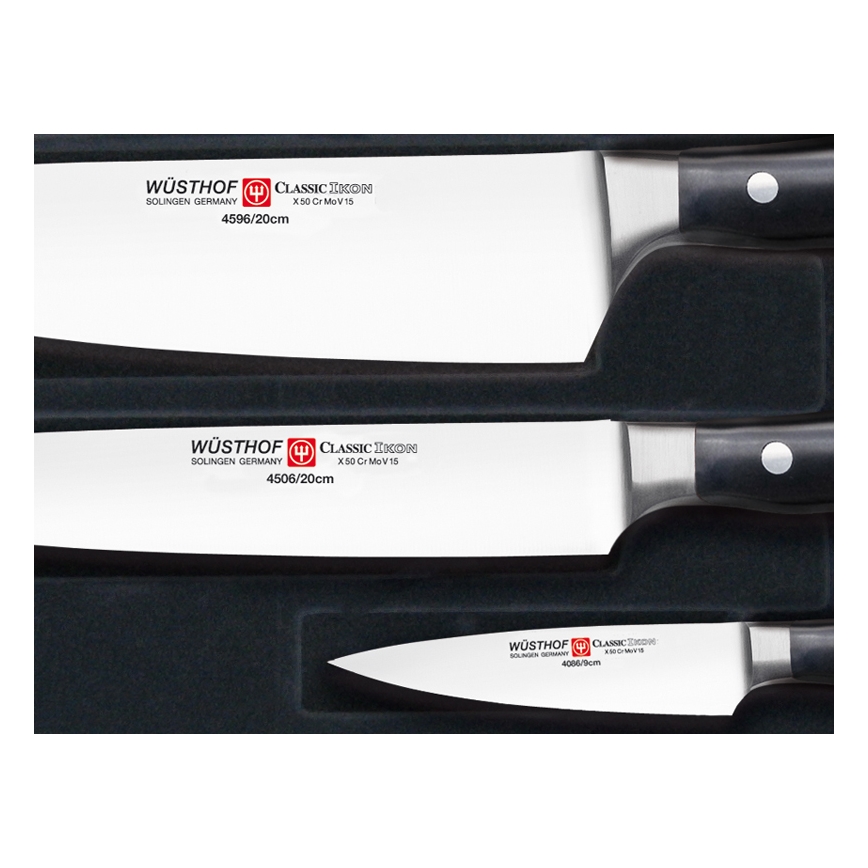 Wüsthof - CLASSIC IKON 3-delige set keukenmessen, zwart