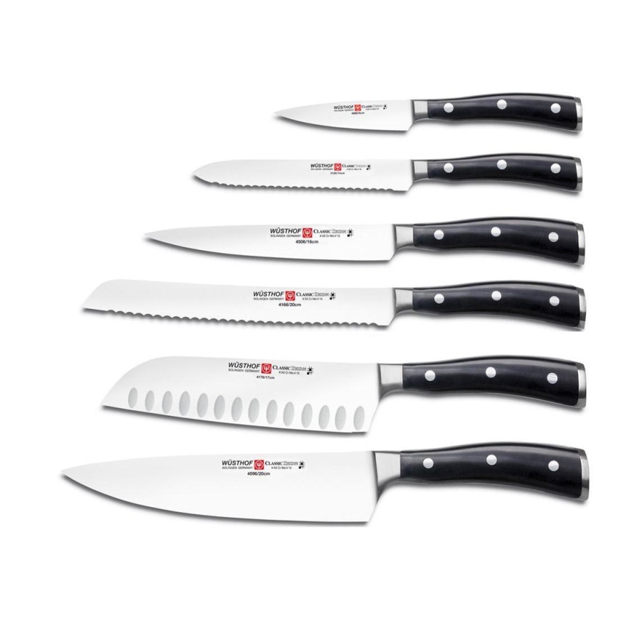 Wüsthof - Set keukenmessen in standaard CLASSIC IKON 7-delig essen/zwart