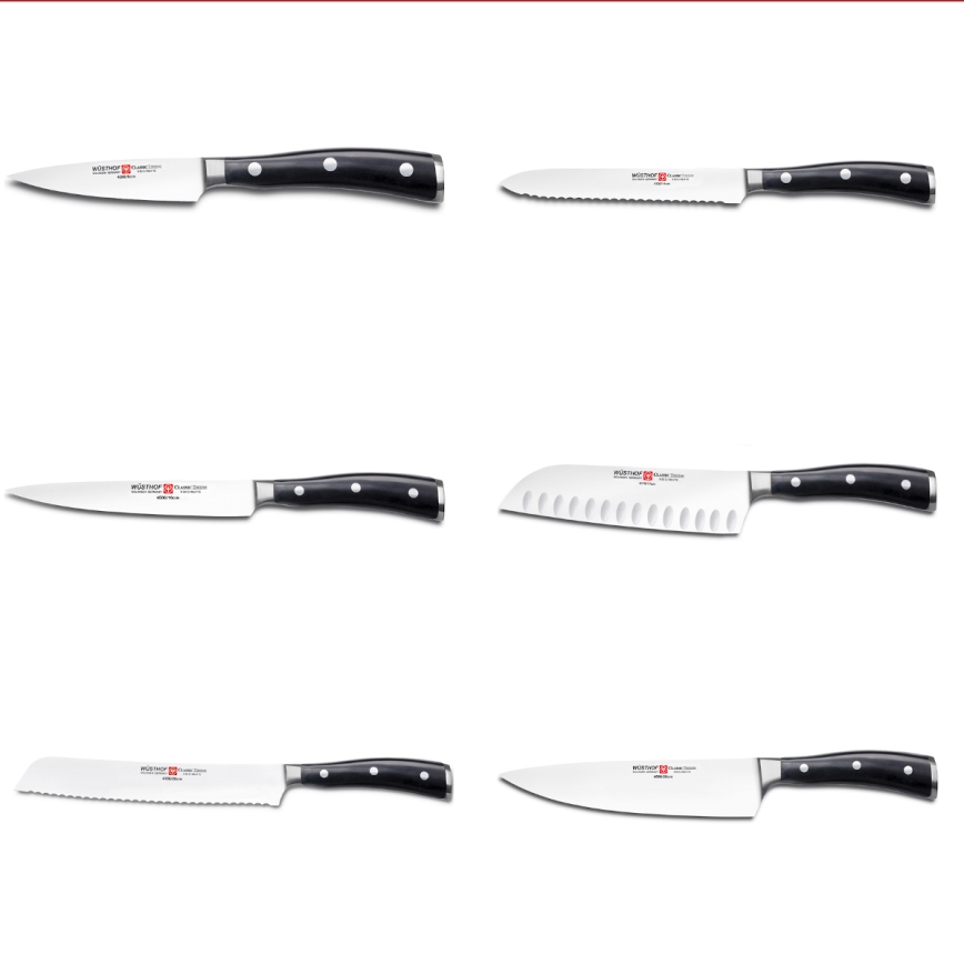 Wüsthof - Set keukenmessen in standaard CLASSIC IKON 7-delig essen/zwart