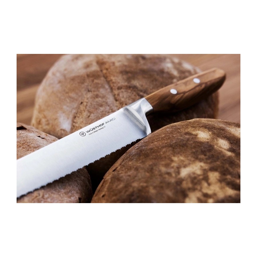 Wüsthof - Keukenbroodmes AMICI 23 cm olijfhout