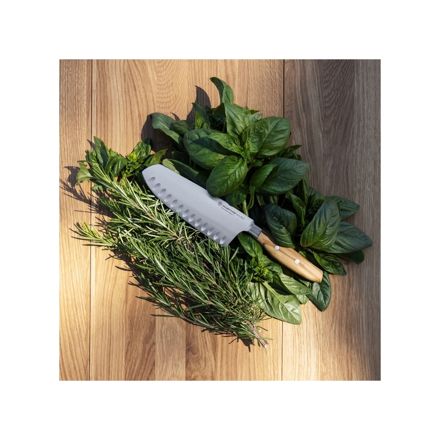 Wüsthof - Keukenmes santoku AMICI 17 cm olijfhout