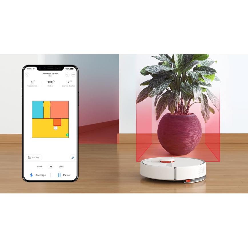 Xiaomi Slimme Roborock Stofzuiger S6 Pure 58W Wi-Fi wit