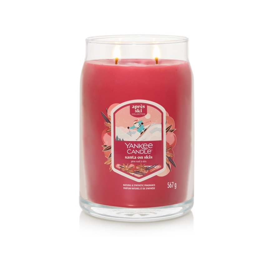 Yankee Candle - Geurkaars SANTA ON SKIS groot 567g 60-90 uur.