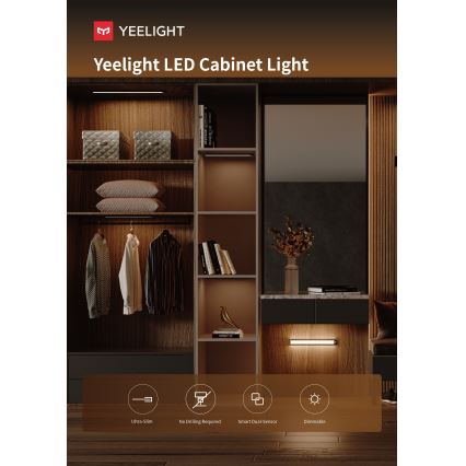 Yeelight - LED Dimbare oplaadbare meubelverlichting met sensor LED/1,8W/1100 mAh 4000K 20 cm zilver