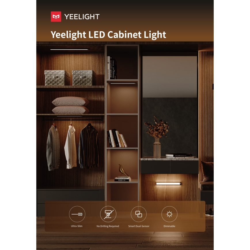 Yeelight - LED dimbaar oplaadbaar meubelverlichting met sensor LED/2,3W/1500 mAh 4000K 40 cm zilver