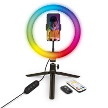 Yenkee - Dimbare LED RGB Lamp met driepoot en houder voor vlogging LED/5V + afstandsbediening