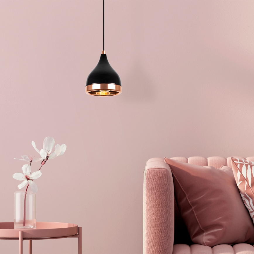 YILDO Hanglamp 1xE27/40W/230V zwart/koper