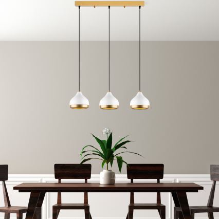 YILDO hanglamp 3xE27/40W/230V wit/goud
