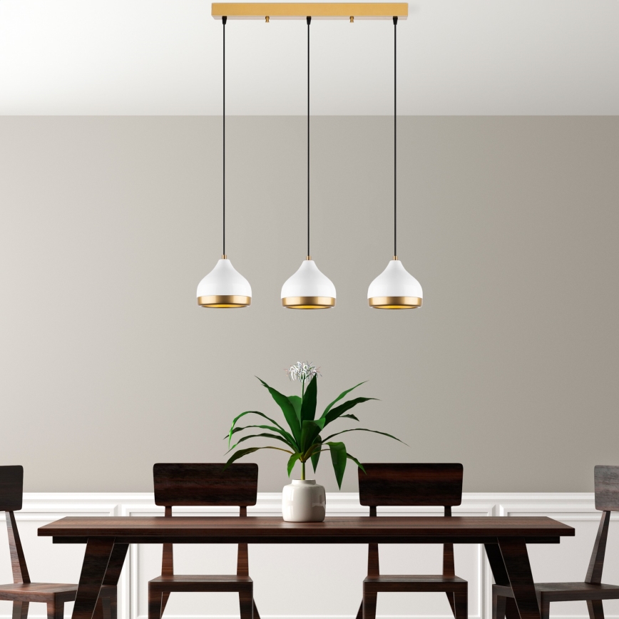 YILDO hanglamp 3xE27/40W/230V wit/goud