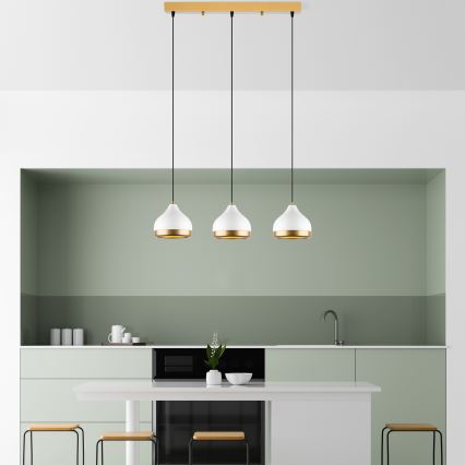 YILDO hanglamp 3xE27/40W/230V wit/goud