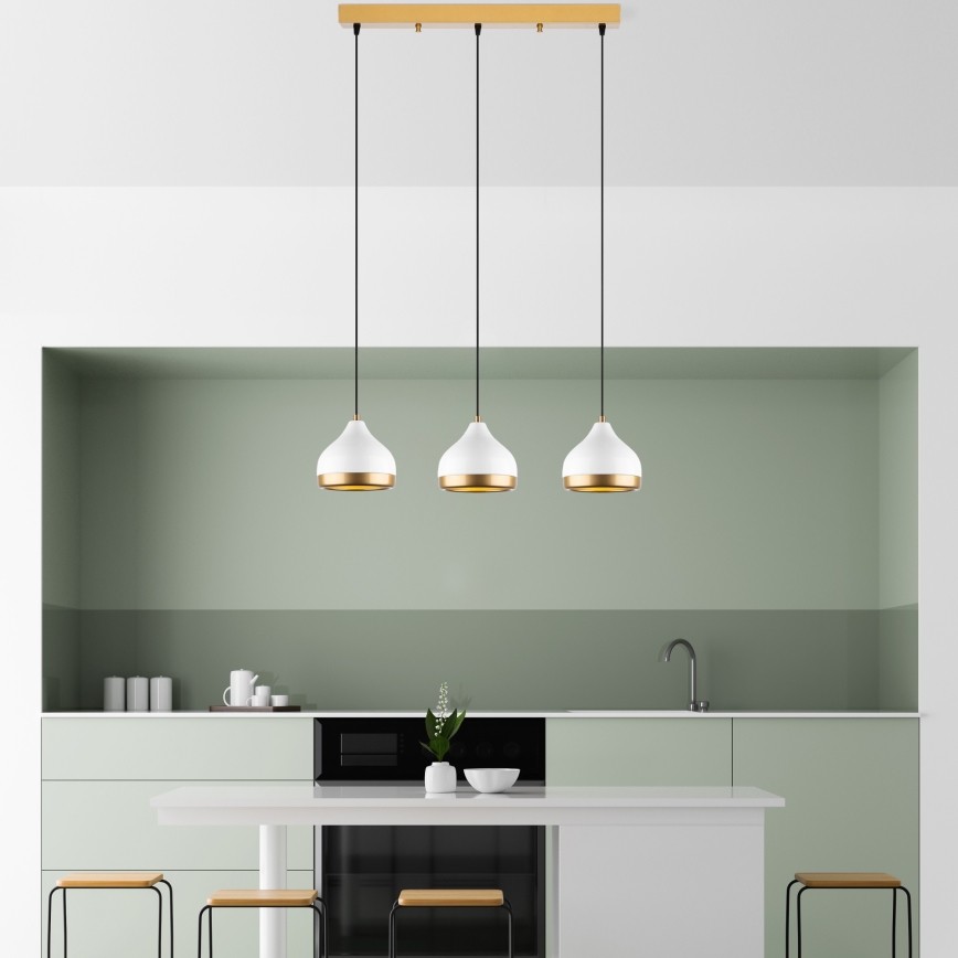 YILDO hanglamp 3xE27/40W/230V wit/goud