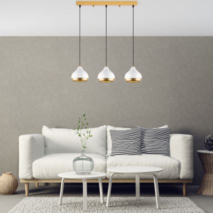 YILDO hanglamp 3xE27/40W/230V wit/goud